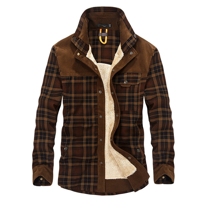 Zylofashon Men’s Thick Fleece Winter Jacket – Warm Cotton Plaid Coat