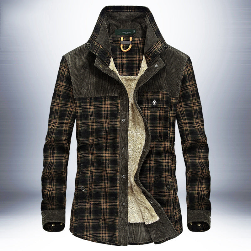 Zylofashon Men’s Thick Fleece Winter Jacket – Warm Cotton Plaid Coat