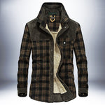 Zylofashon Men’s Thick Fleece Winter Jacket – Warm Cotton Plaid Coat