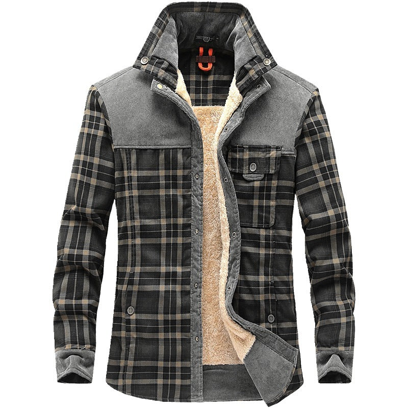 Zylofashon Men’s Thick Fleece Winter Jacket – Warm Cotton Plaid Coat