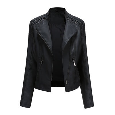 Zylofashon Women’s Leather Jacket – Slim Short Biker Style Coat