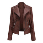 Zylofashon Women’s Leather Jacket – Slim Short Biker Style Coat