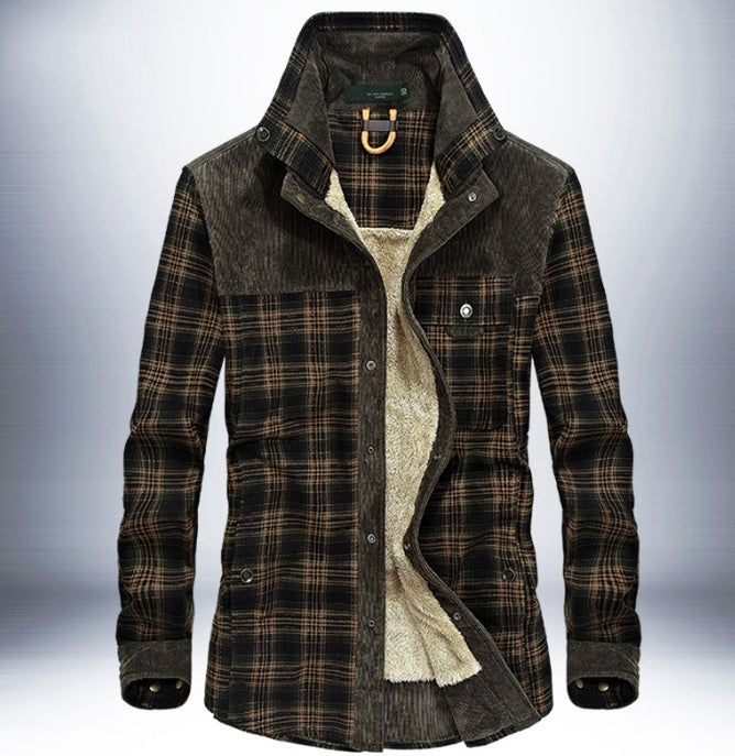 Zylofashon Men’s Thick Fleece Winter Jacket – Warm Cotton Plaid Coat