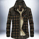 Zylofashon Men’s Thick Fleece Winter Jacket – Warm Cotton Plaid Coat