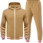 Zylofashon Men’s Casual Cardigan Suit – Stripe Braid Jacket & Trousers