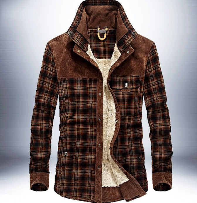 Zylofashon Men’s Thick Fleece Winter Jacket – Warm Cotton Plaid Coat