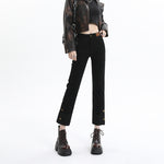 Zylofashon Women’s Straight Jeans – Flanging High Waist Pants