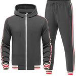 Zylofashon Men’s Casual Cardigan Suit – Stripe Braid Jacket & Trousers