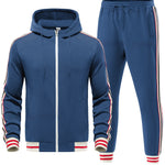 Zylofashon Men’s Casual Cardigan Suit – Stripe Braid Jacket & Trousers