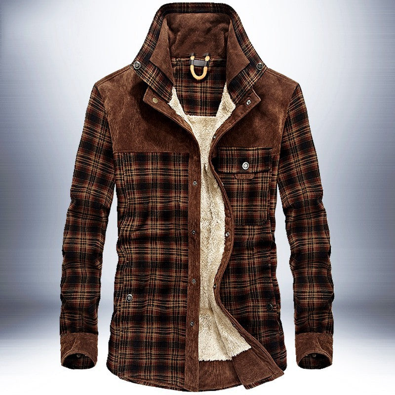 Zylofashon Men’s Thick Fleece Winter Jacket – Warm Cotton Plaid Coat