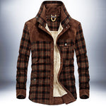 Zylofashon Men’s Thick Fleece Winter Jacket – Warm Cotton Plaid Coat