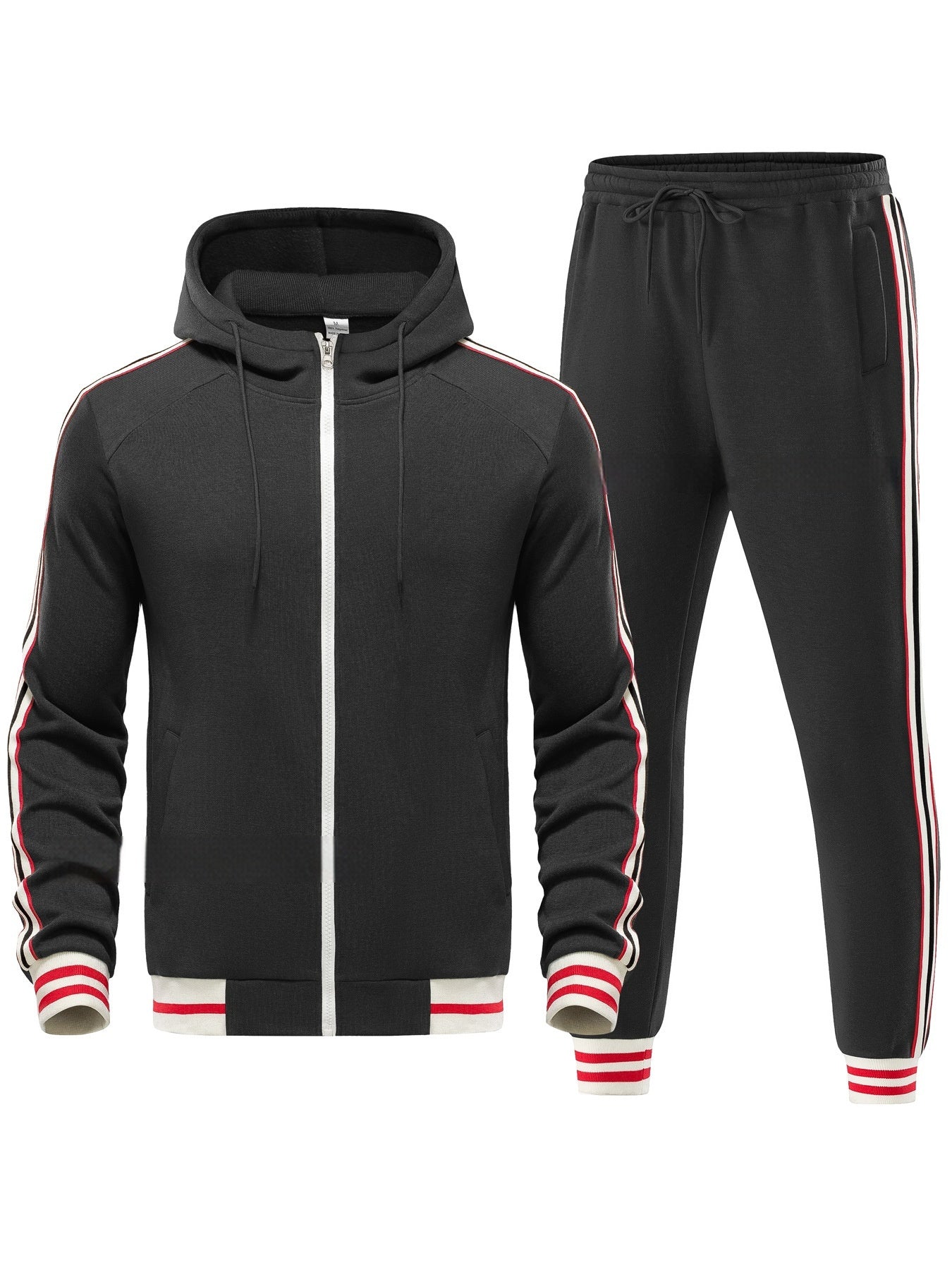 Zylofashon Men’s Casual Cardigan Suit – Stripe Braid Jacket & Trousers