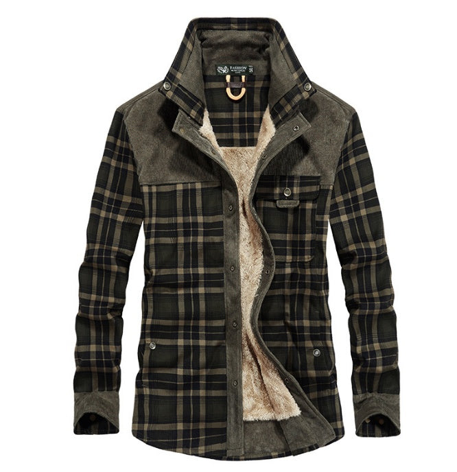 Zylofashon Men’s Thick Fleece Winter Jacket – Warm Cotton Plaid Coat