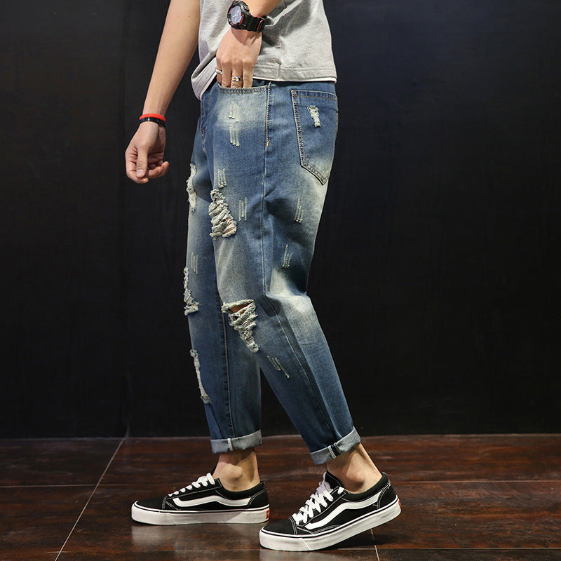 Zylofashon  Men's Ripped Loose Fit Plus Size Skinny Jeans