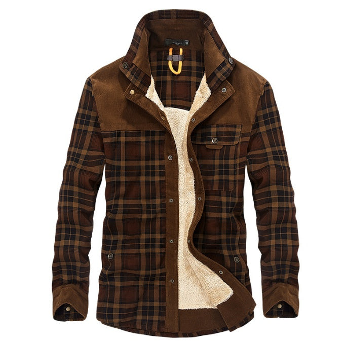 Zylofashon Men’s Thick Fleece Winter Jacket – Warm Cotton Plaid Coat