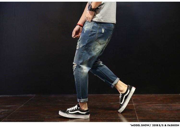 Zylofashon  Men's Ripped Loose Fit Plus Size Skinny Jeans